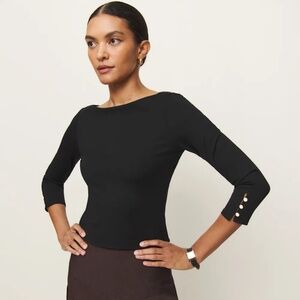 Reformation Jalen Knit Top Black - Size L